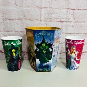 Wicked For Good Hexagon Popcorn Tin W/ 2 Cups Cinemark Theater